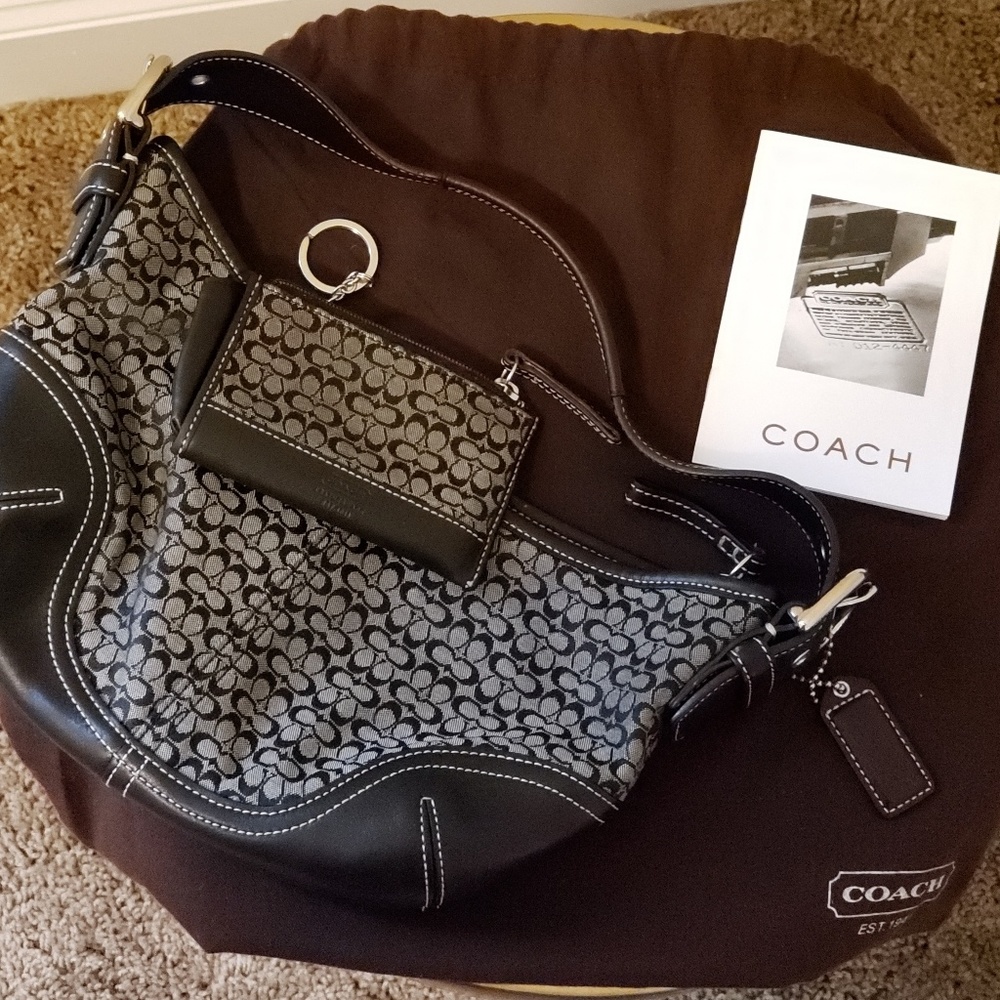 Authentic Coach Signature Hobo Bag & Cardholder